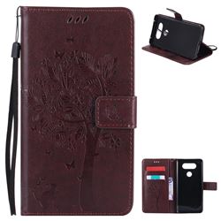 Embossing Butterfly Tree Leather Wallet Case for LG V20 - Coffee