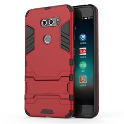 Armor Premium Tactical Grip Kickstand Shockproof Dual Layer Rugged Hard Cover for LG V30 - Wine Red