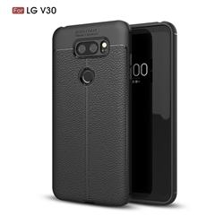 Luxury Auto Focus Litchi Texture Silicone TPU Back Cover for LG V30 - Black