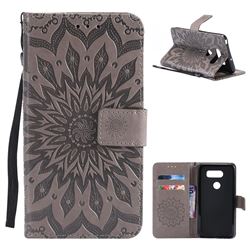 Embossing Sunflower Leather Wallet Case for LG V30 - Gray