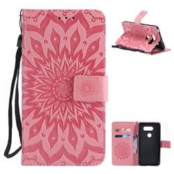 Embossing Sunflower Leather Wallet Case for LG V30 - Pink