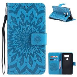 Embossing Sunflower Leather Wallet Case for LG V30 - Blue