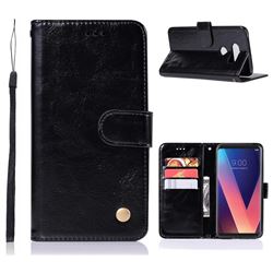 Luxury Retro Leather Wallet Case for LG V30 - Black