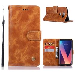 Luxury Retro Leather Wallet Case for LG V30 - Golden