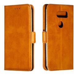 Retro Classic Calf Pattern Leather Wallet Phone Case for LG V30 - Yellow