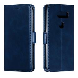 Retro Classic Calf Pattern Leather Wallet Phone Case for LG V30 - Blue
