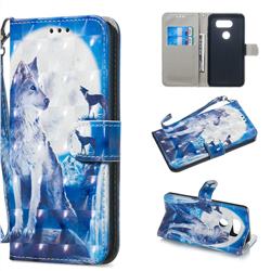 Ice Wolf 3D Painted Leather Wallet Phone Case for LG V30