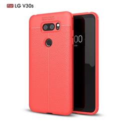 Luxury Auto Focus Litchi Texture Silicone TPU Back Cover for LG V30S ThinQ / V30S+ ThinQ - Red