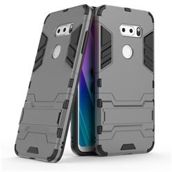 Armor Premium Tactical Grip Kickstand Shockproof Dual Layer Rugged Hard Cover for LG V30S ThinQ / V30S+ ThinQ - Gray