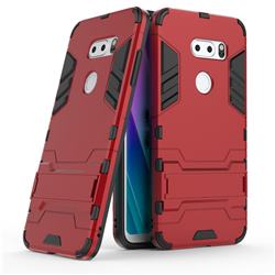 Armor Premium Tactical Grip Kickstand Shockproof Dual Layer Rugged Hard Cover for LG V30S ThinQ / V30S+ ThinQ - Wine Red