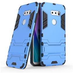 Armor Premium Tactical Grip Kickstand Shockproof Dual Layer Rugged Hard Cover for LG V30S ThinQ / V30S+ ThinQ - Light Blue