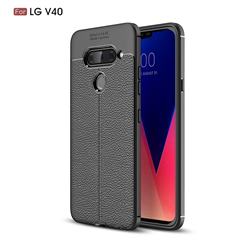Luxury Auto Focus Litchi Texture Silicone TPU Back Cover for LG V40 ThinQ - Black