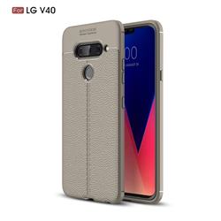 Luxury Auto Focus Litchi Texture Silicone TPU Back Cover for LG V40 ThinQ - Gray
