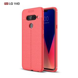 Luxury Auto Focus Litchi Texture Silicone TPU Back Cover for LG V40 ThinQ - Red