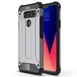 King Kong Armor Premium Shockproof Dual Layer Rugged Hard Cover for LG V40 ThinQ - Silver Grey