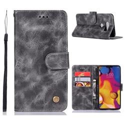 Luxury Retro Leather Wallet Case for LG V40 ThinQ - Gray