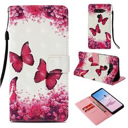Rose Butterfly 3D Painted Leather Wallet Case for LG V40 ThinQ