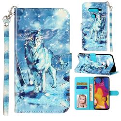 Snow Wolf 3D Leather Phone Holster Wallet Case for LG V40 ThinQ