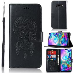 Intricate Embossing Owl Campanula Leather Wallet Case for LG V50s ThinQ 5G - Black