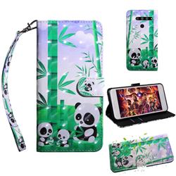Eating Bamboo Pandas 3D Painted Leather Wallet Case for LG V50 ThinQ 5G