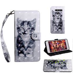 Smiley Cat 3D Painted Leather Wallet Case for LG V50 ThinQ 5G