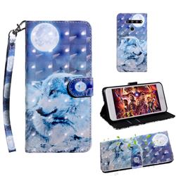 Moon Wolf 3D Painted Leather Wallet Case for LG V50 ThinQ 5G
