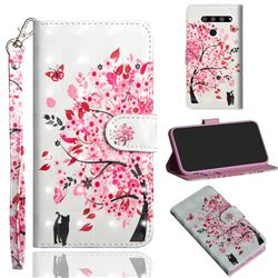 Tree and Cat 3D Painted Leather Wallet Case for LG V50 ThinQ 5G