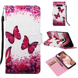 Rose Butterfly 3D Painted Leather Wallet Case for LG V50 ThinQ 5G