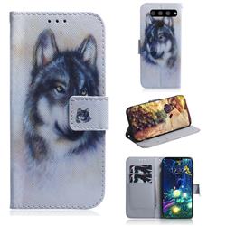 Snow Wolf PU Leather Wallet Case for LG V50 ThinQ 5G