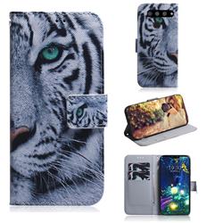 White Tiger PU Leather Wallet Case for LG V50 ThinQ 5G