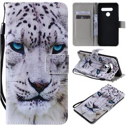 White Leopard PU Leather Wallet Case for LG V50 ThinQ 5G
