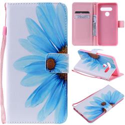 Blue Sunflower PU Leather Wallet Case for LG V50 ThinQ 5G