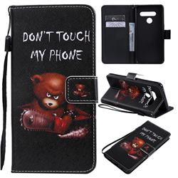 Angry Bear PU Leather Wallet Case for LG V50 ThinQ 5G