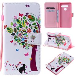 Cat and Tree PU Leather Wallet Case for LG V50 ThinQ 5G