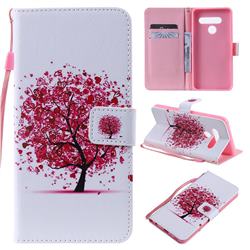 Colored Red Tree PU Leather Wallet Case for LG V50 ThinQ 5G