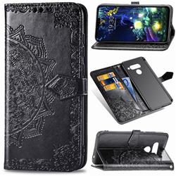 Embossing Imprint Mandala Flower Leather Wallet Case for LG V50 ThinQ 5G - Black