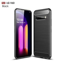 Luxury Carbon Fiber Brushed Wire Drawing Silicone TPU Back Cover for LG V60 ThinQ 5G - Black