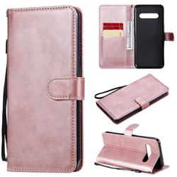 Retro Greek Classic Smooth PU Leather Wallet Phone Case for LG V60 ThinQ 5G - Rose Gold