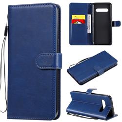 Retro Greek Classic Smooth PU Leather Wallet Phone Case for LG V60 ThinQ 5G - Blue