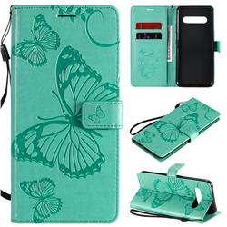 Embossing 3D Butterfly Leather Wallet Case for LG V60 ThinQ 5G - Green
