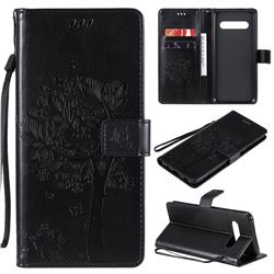 Embossing Butterfly Tree Leather Wallet Case for LG V60 ThinQ 5G - Black