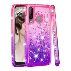 Diamond Frame Liquid Glitter Quicksand Sequins Phone Case for LG W30 - Pink Purple