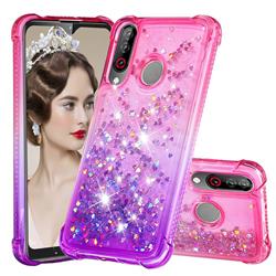 Rainbow Gradient Liquid Glitter Quicksand Sequins Phone Case for LG W30 - Pink Purple