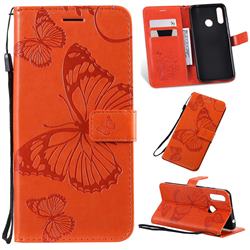 Embossing 3D Butterfly Leather Wallet Case for LG W30 - Orange