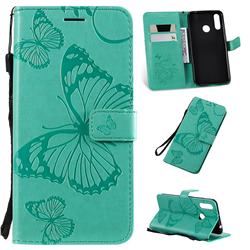 Embossing 3D Butterfly Leather Wallet Case for LG W30 - Green