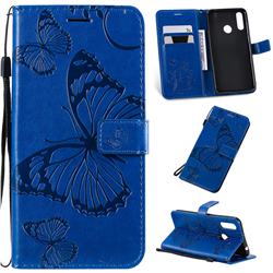Embossing 3D Butterfly Leather Wallet Case for LG W30 - Blue