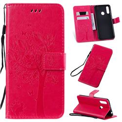 Embossing Butterfly Tree Leather Wallet Case for LG W30 - Rose
