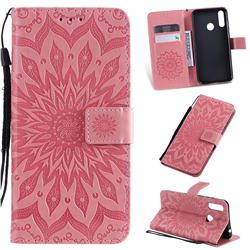 Embossing Sunflower Leather Wallet Case for LG W30 - Pink