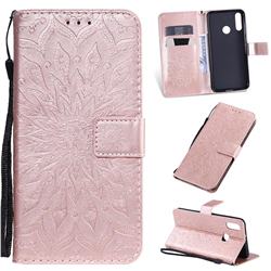 Embossing Sunflower Leather Wallet Case for LG W30 - Rose Gold