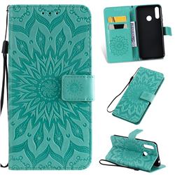 Embossing Sunflower Leather Wallet Case for LG W30 - Green